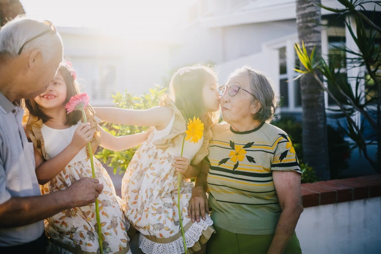 Grandparents spending time with their grandchildren.